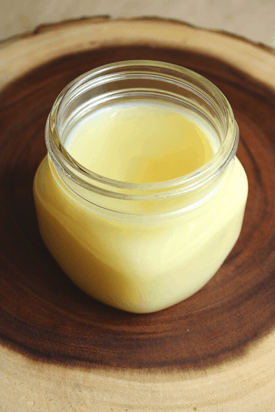 Jar of cooled natural DIY body butter 