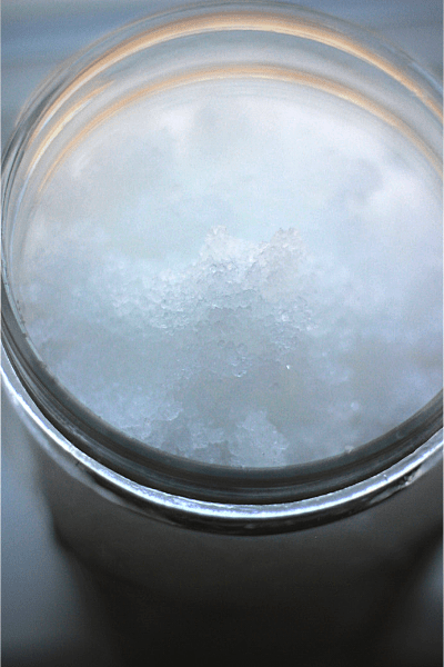 Jar of lavender coconut bath salts