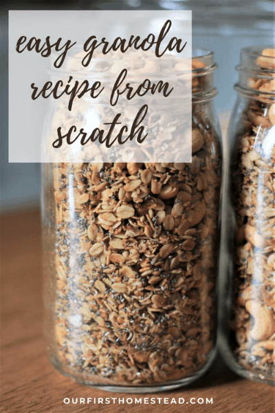 pin for easy granola recipe from scratch